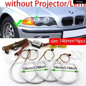 BMW 320I 323I 325I カラフルな RGBW コットン LED エンジェルアイ E46 1998-2002 回転ダイナミックライトシーケンシャル流れる - pre LCI Halogen