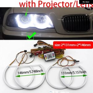 BMW 320I 323I 325I カラフルな RGBW コットン LED エンジェルアイ E46 1998-2002 回転ダイナミックライトシーケンシャル流れる - pre LCI Xenon