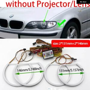 BMW 320I 323I 325I カラフルな RGBW コットン LED エンジェルアイ E46 1998-2002 回転ダイナミックライトシーケンシャル流れる - facelift Halogen