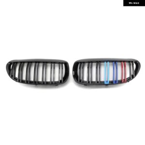 BMW 2個 グロスブラック フロントキドニーダブルスラットグリル 6シリーズ E63 E64 2004-2010 デュアルライン レーシンググリル - M Look