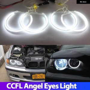 BMW 3シリーズ E46 316I 318I 320I 323I 325I 328I 330I 318D 329D 339D 1997-2006 CCFL エンジェルアイキット ウォームホワイトリング - 131mm x 4pcs