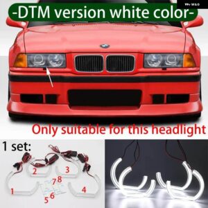 BMW DTM エンジェルアイ LED E36 3シリーズ ユーロ ヘッドライト 1992-1998 DRL M4 ホワイトライトキット アクセサリー - DTM version white