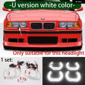 BMW DTM エンジェルアイ LED E36 3シリーズ ユーロ ヘッドライト 1992-1998 DRL M4 ホワイトライトキット アクセサリー - U version white