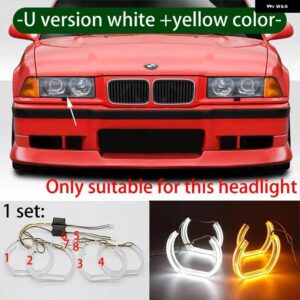 BMW DTM エンジェルアイ LED E36 3シリーズ ユーロ ヘッドライト 1992-1998 DRL M4 ホワイトライトキット アクセサリー - U white yellow