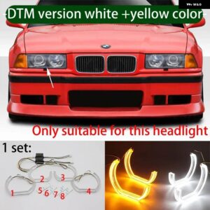 BMW DTM エンジェルアイ LED E36 3シリーズ ユーロ ヘッドライト 1992-1998 DRL M4 ホワイトライトキット アクセサリー - DTM white yellow