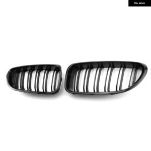 BMW フロントキドニーグリルフード グリルダブルライン 6シリーズ F06 F12 F13 2012-2017 グロスブラック フロントキドニーグリル - all black