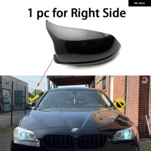 BMW カーボンルックブラックバックミラー サイドミラー カバー キャップ 5シリーズ F10 F11 F18 2010-2013 バックミラー サイドウイング トリム シェル - 1pc Black Right Side