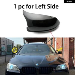 BMW カーボンルックブラックバックミラー サイドミラー カバー キャップ 5シリーズ F10 F11 F18 2010-2013 バックミラー サイドウイング トリム シェル - 1pc Black Left Side