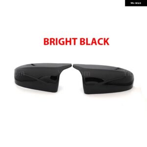 BMW 2個 バックミラー 優れたサイドウイング明黒カーボンパターンミラー カバー キャップ X5 E70 X6 E71 2008-2013 - Bright Black
