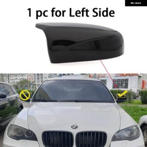 BMW 2個 バックミラー 優れたサイドウイング明黒カーボンパターンミラー カバー キャップ X5 E70 X6 E71 2008-2013 - 1pc Left Side Black