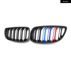 BMW 2個 グロスブラック フロントキドニーダブルスラットグリル 5シリーズ F10 F11 F18 2010-2017 デュアルライン レーシンググリル - M Look