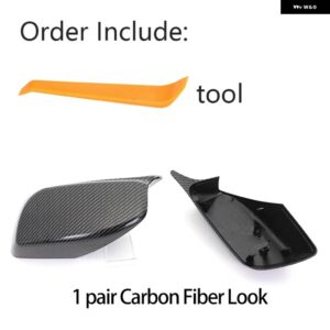 BMW カーボンリアビュードアウイングミラー サイドミラー カバー キャップシェルケース E60 E61 E63 E64 5シリーズ モデル 2004-2008 - Carbon Fiber Look