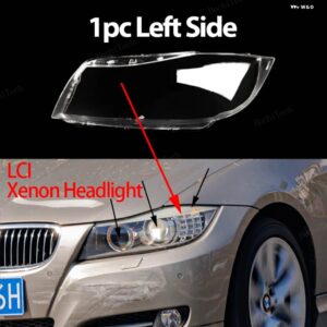 BMW ヘッドライト カバー 3シリーズ E90 E91 LCI フェイスリフト 2008-11 クリアハウジングフロント ヘッドライト レンズ シェルガラス ランプカバー - 1pc Left Xenon