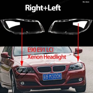 BMW ヘッドライト カバー 3シリーズ E90 E91 LCI フェイスリフト 2008-11 クリアハウジングフロント ヘッドライト レンズ シェルガラス ランプカバー - Right and Left Xenon