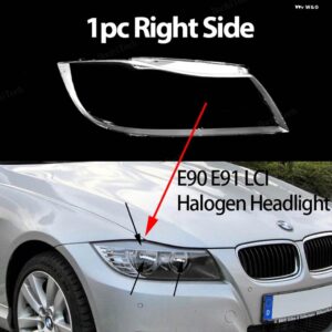 BMW ヘッドライト カバー 3シリーズ E90 E91 LCI フェイスリフト 2008-11 クリアハウジングフロント ヘッドライト レンズ シェルガラス ランプカバー - 1pc Right Halogen