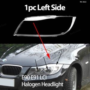 BMW ヘッドライト カバー 3シリーズ E90 E91 LCI フェイスリフト 2008-11 クリアハウジングフロント ヘッドライト レンズ シェルガラス ランプカバー - 1pc Left Halogen