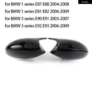 BMW 1ペア 1 3シリーズ E87 E81 E82 E90 E91 E92 E93 リアビューサイドケース トリム ABS カーボンバックミラー カバー - Black Pre-LCI