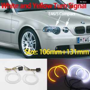 BMW ホワイト LED ヘッドライト エンジェル デーモン アイズ キット エンジェル アイズ ライト 3シリーズ E46 セダン ツーリング ワゴン クーペ コンパクト - E46 Compact W and Y