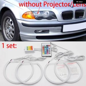 BMW コンプリートセット 16色 RGB コットン LED エンジェルアイリング 3シリーズ E46 316I 318I 320D 320I 323I 328I 330I リモコン - 1. Without Lens