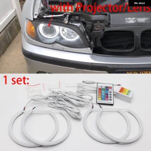 BMW コンプリートセット 16色 RGB コットン LED エンジェルアイリング 3シリーズ E46 316I 318I 320D 320I 323I 328I 330I リモコン - 3. With Lens