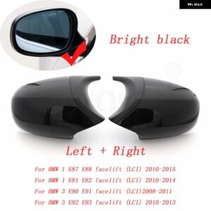 BMW 1ペア E87 E81 E82 E90 E91 E92 E93 リアビューサイドケース トリム ABS カーボンバックミラー カバー - Black LCI4
