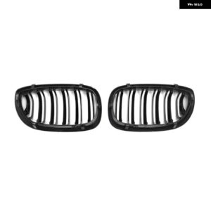BMW 2個 グロスブラック フロントキドニーダブルスラットグリル 3シリーズ E46 セダンツーリングフェイスリフト 02-06 アクセサリー - all black