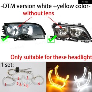BMW スイッチバック LED クリスタルエンジェルアイ白とイエローデュアルカラー 3シリーズ E46 325I 330I 1999-2006 - 2.DTM version