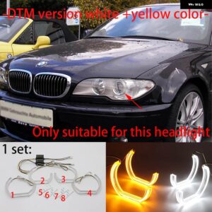 BMW スイッチバック LED クリスタルエンジェルアイ白とイエローデュアルカラー 3シリーズ E46 325I 330I 1999-2006 - 3.DTM version