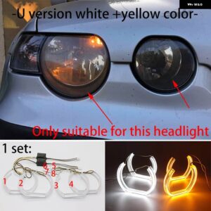 BMW スイッチバック LED クリスタルエンジェルアイ白とイエローデュアルカラー 3シリーズ E46 325I 330I 1999-2006 - 4.U version