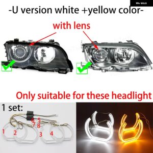BMW スイッチバック LED クリスタルエンジェルアイ白とイエローデュアルカラー 3シリーズ E46 325I 330I 1999-2006 - 1.U version