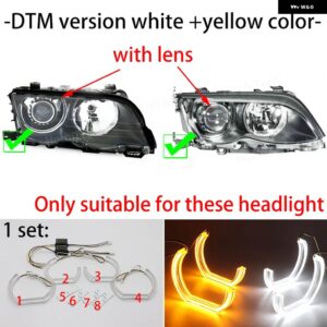 BMW スイッチバック LED クリスタルエンジェルアイ白とイエローデュアルカラー 3シリーズ E46 325I 330I 1999-2006 - 1.DTM version
