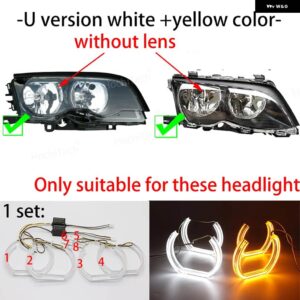 BMW スイッチバック LED クリスタルエンジェルアイ白とイエローデュアルカラー 3シリーズ E46 325I 330I 1999-2006 - 2.U version