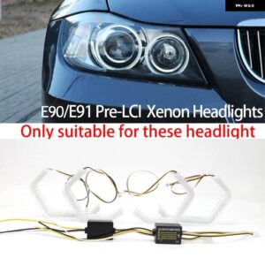 BMW M4 スイッチバック ウィンカーライト リング DRL LED エンジェルアイキット 3シリーズ E90 E91 2004-2011 - Style 1