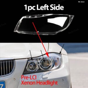 BMW ヘッドライト カバー 3シリーズ E90 E91 PRE-LCI PRE-FACELIFT クリアハウジングフロント ヘッドライト レンズ シェルガラス ランプカバー - 1pc Left Xenon