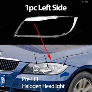 BMW ヘッドライト カバー 3シリーズ E90 E91 PRE-LCI PRE-FACELIFT クリアハウジングフロント ヘッドライト レンズ シェルガラス ランプカバー - 1pc Left Halogen