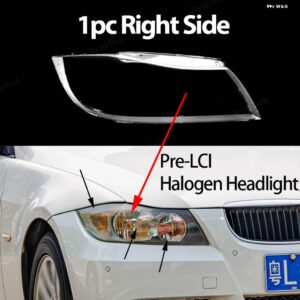 BMW ヘッドライト カバー 3シリーズ E90 E91 PRE-LCI PRE-FACELIFT クリアハウジングフロント ヘッドライト レンズ シェルガラス ランプカバー - 1pc Right Halogen
