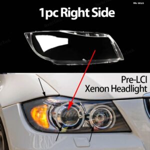 BMW ヘッドライト カバー 3シリーズ E90 E91 PRE-LCI PRE-FACELIFT クリアハウジングフロント ヘッドライト レンズ シェルガラス ランプカバー - 1pc Right Xenon