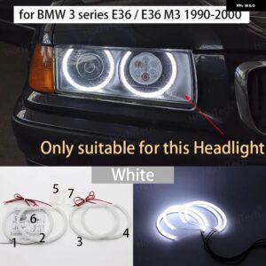 BMW コットン LED エンジェルアイズ リング 3シリーズ E30 E36 M3 333I 325I 323I 316I 318I 325TD 1982-2000 アンバー イエロー オレンジ ホワイト - for bmw E36 white