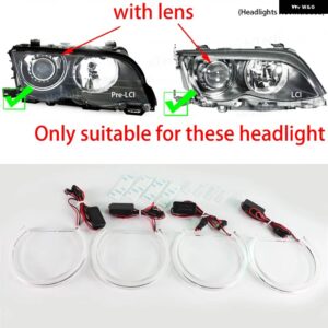 BMW ホース 蹄形 6000K 白色 LED クリスタルエンジェルアイ デイライト 3シリーズ E46 316I 318I 320D 320I 323I 328I 330I 325XI 330D - With Lens