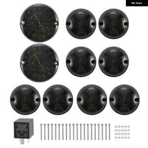 ランドローバー 10ピース /セット LED 車ランプアップグレードキット ディフェンダー 90/110 1983-2016 - Smoked Shell