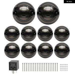 ランドローバー 10ピース /セット LED 車 インジケータランプ アップグレードキット 90/110 1983-1990/ディフェンダー 1990-2016 - Smoked Shell