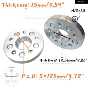 BMW PCD 5X120 ハブ ボア 72.56MM 汎用 シリーズ カー 5 ラグ ホイール スペーサー 数量 2 - 2PCS 15mm