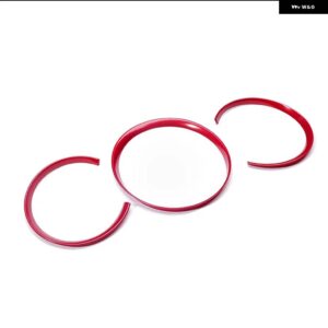 ポルシェ 3個 レッド/ ABS ダッシュボード インパネ装飾リングカバー トリム ステッカー 2014-UP マカン - red