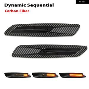 BMW ダイナミックアンバー LED 車フロント サイドマーカー ウィンカーライト 1 3 5シリーズ E81/E82/E87/E88 128I 135I F30/E90/E91/E92/E93 - Dynamic Carbon