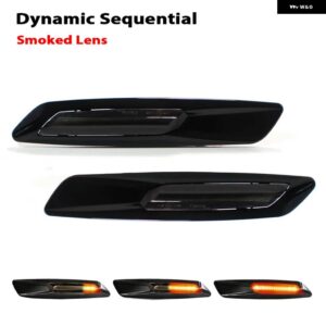 BMW ダイナミックアンバー LED 車フロント サイドマーカー ウィンカーライト 1 3 5シリーズ E81/E82/E87/E88 128I 135I F30/E90/E91/E92/E93 - Dynamic Smoked