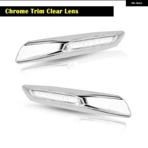 BMW 2個 アンバー LED サイドマーカー ライト ウィンカーライト 1 3 5シリーズ E81/E82/E87/E88 128I 135I F30/E90/E91/E92/E93/E46 - Chrome Silver