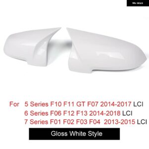 BMW カーウイングサイドバックミラー キャップカバー 5シリーズ F10 F11 F18 F07 6シリーズ F06 F12 F13 7シリーズ F01 F02 F03 F04 2014-2018 - gloss white