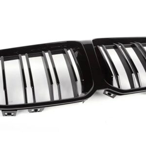 BMW 2 スラット黒フロント KINDEY フード グリルバンパー レーシンググリル 1シリーズ F40 2019-21 ハッチバック - 2 slat gloss black