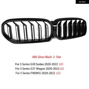 BMW キドニーグリル THE 5シリーズ G30 G31 F90 M5 LCI ブラック ABS M カラープラスチックフロントバンパー 自動車 装飾グリル - 2 slat gloss black