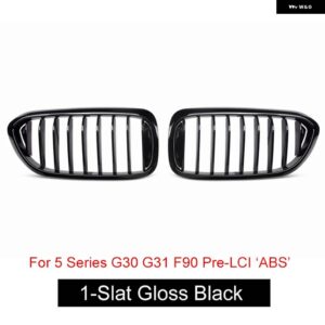 BMW 5シリーズ G30 G31 F90 M5 2017-2019 PRE-LCI フロントキドニーバンパー レーシンググリル 交換用 2 スラット ABS グロスブラック グリル - 1 Gloss Black